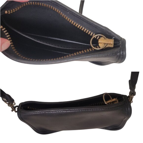 Vintage 80s/90s Leather COACH Basic Black Small Crossbody Purse 8x5 inches - Picture 6 of 8